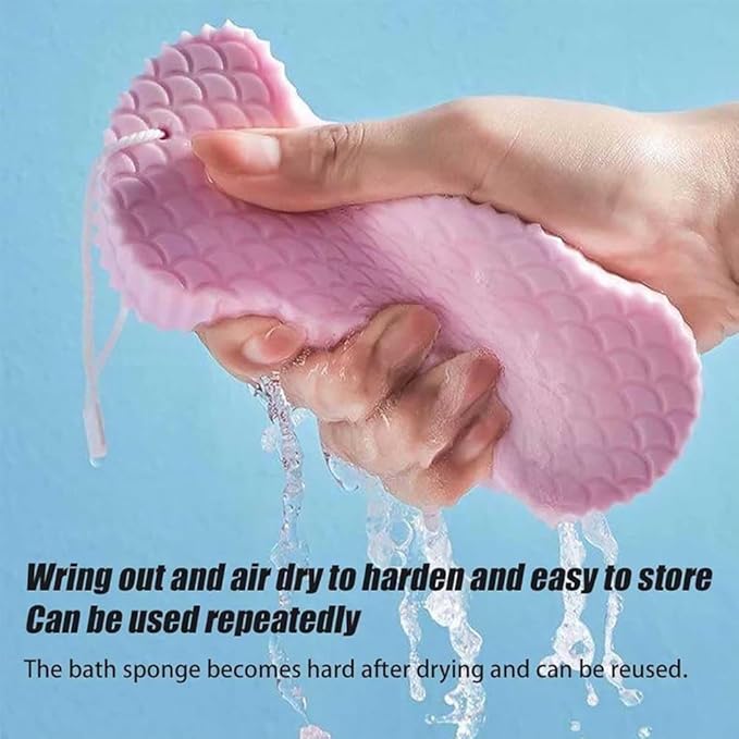 Exfoliating Bath Sponge, 3D Super Soft Magic Exfoliating Bath Sponge, Berosely Radiant Skin Sponge & Dead Skin Remover, Skin Friendly and Reusable for Adults Children (White/Blue/Pink)