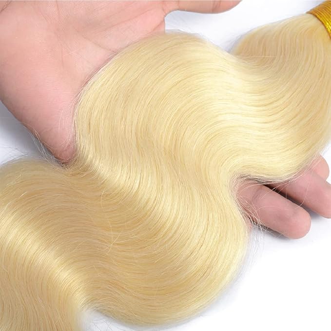 Blonde Bundles Human Hair 613 Body Wave Bundle Brazilian Virgin Remy Hair Extensions 32 32 32 Inch Blonde Body Wave Human Hair Weave