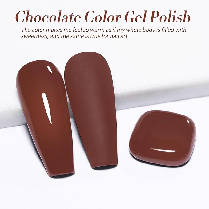 Born Pretty Brown Chocolate Gel Nail Polish Fall Winter Mocha Caramel Color Gel Polish Soak Off Gel Polish Nail Art Design Manicure Salon DIY Home 15ML