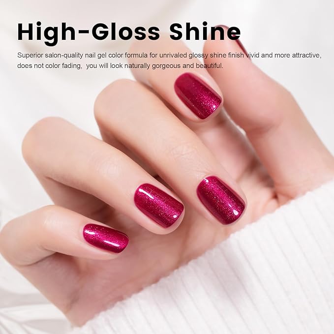 RARJSM Chameleon Gel Nail Polish Black to Wine Red Multichrome Black Purple Color Changing Glitter Chrome GelPolish Curing Requires Sparkle Shimmer Nail Gel Varnish Soak Off DIY at Home Salon 15ml