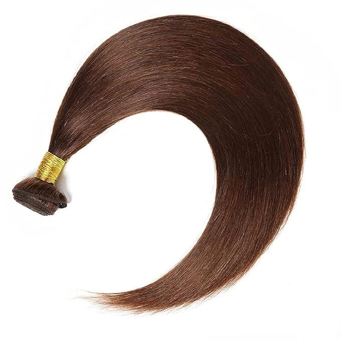 Brown Human Hair Bundles Dark Brown Straight Bundles 14 16 18 inch WuvuSnm #4 Straight Human Hair Weave Bundle