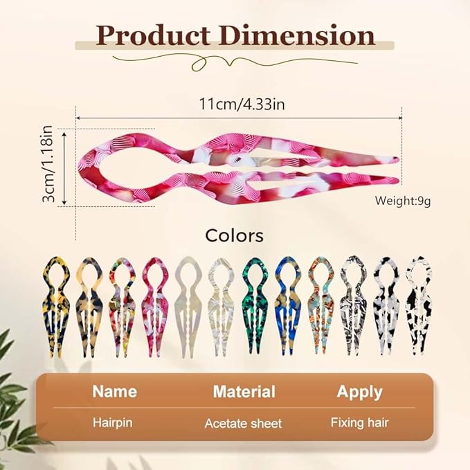 French Hair Pins for Women, Hair Pins for Majority Hair, Elegant Hair Clips for Women for Updos, Chignons French Twists, Double notch Locking Mechanism Anti-loosening Hairpins (2PCS Red+White)