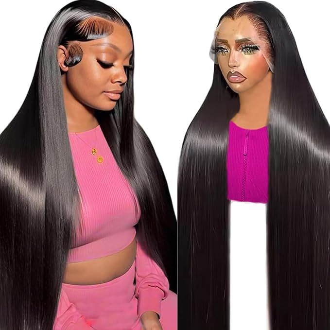24 Inch 13x6 Lace Front Wigs Human Hair 200 Density Straight HD Lace Front Human Hair Wig Glueless Wigs Human Hair Pre Plucked Straight Frontal Wig for Women Natural Color