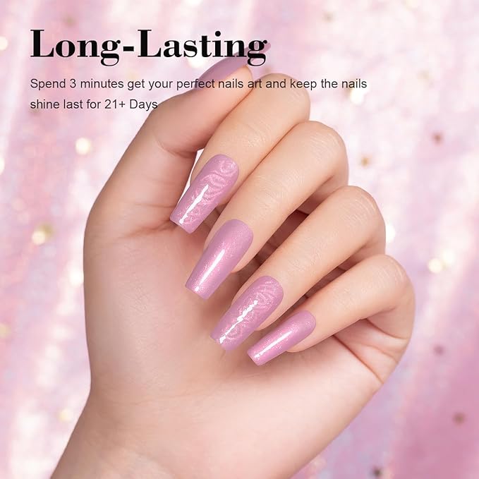 RARJSM 15ML Light Pink Pearl Gel Nail Polish,Pearlescent Gel Polish,Silver Glitter Gel Polish Red Shimmer Mermaid Nail Gel Polish Soak Off LED UV Drawing Swirl Thread Effect for DIY Manicure Use