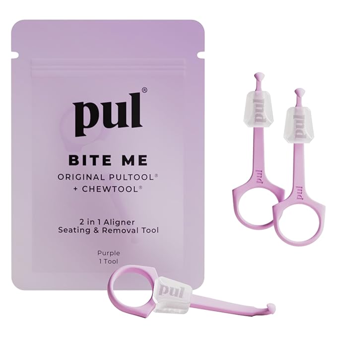 PUL Pack of 3 Reusable 2-in-1 Aligner Seating Chewie & Removal Tool — Compatible with Invisalign, Removable Braces, Retainers & Trays – Easy-to-Use Remover & Chew, Dental & Oral Hygiene Care – Purple