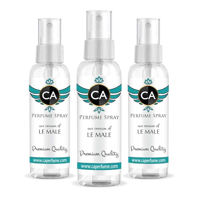 CA Perfume Eco Refill Impression of Le Male For Men Cologne Eau de Parfum Spray Refillable Bottle 2 Fl Oz/60ml-X3