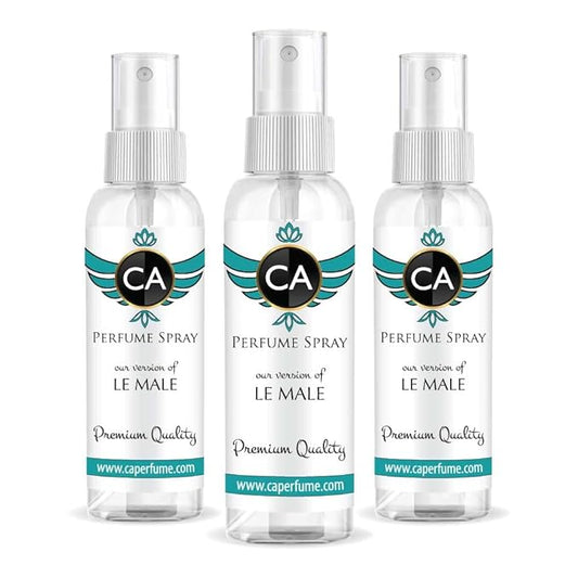 CA Perfume Eco Refill Impression of Le Male For Men Cologne Eau de Parfum Spray Refillable Bottle 2 Fl Oz/60ml-X3