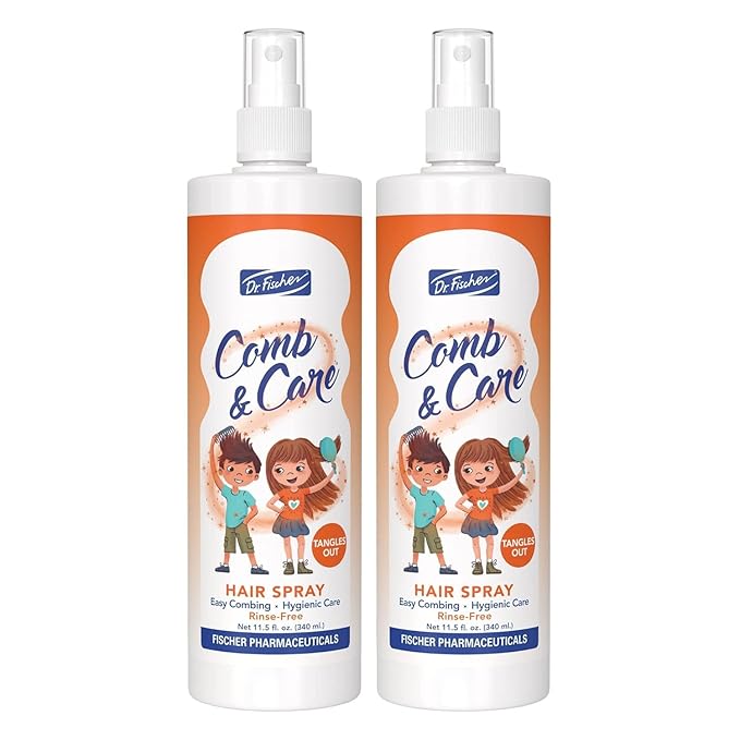Dr. Fischer Hair Detangler Spray, Kids Hair Detangler, No need to rinse, Removes knots easily, Twin Pack (2 Bottles)