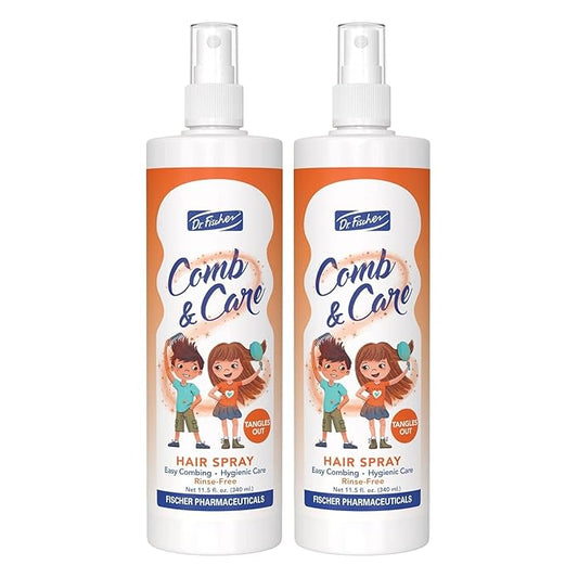 Dr. Fischer Hair Detangler Spray, Kids Hair Detangler, No need to rinse, Removes knots easily, Twin Pack (2 Bottles)