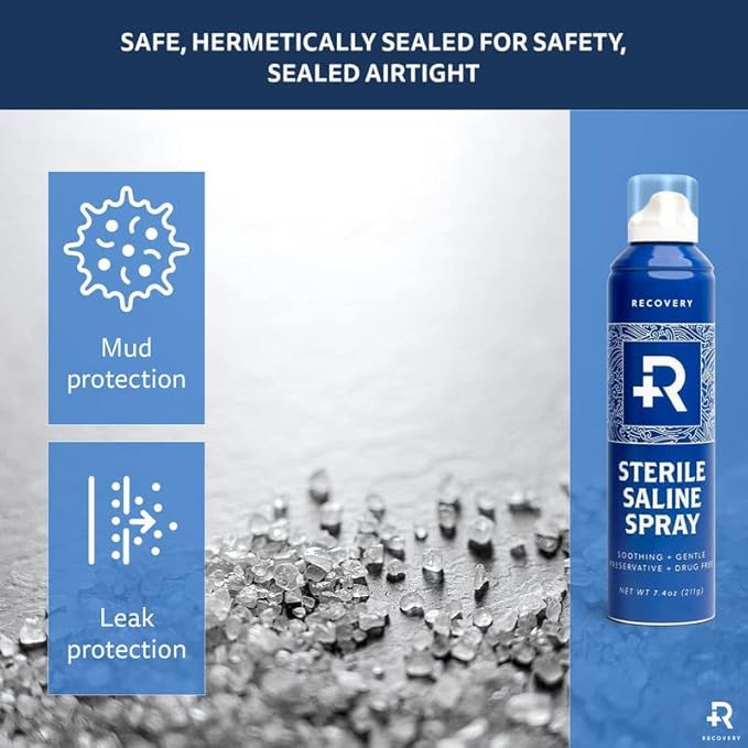 Recovery Aftercare Saline Piercing Aftercare Spray - Sterile Saline Solution for Ear, Belly & Nose Piercings - Removes Dirt & Debris - Soothing & Gentle Cleaner - Vegan & Preservative-Free (7.4 oz)