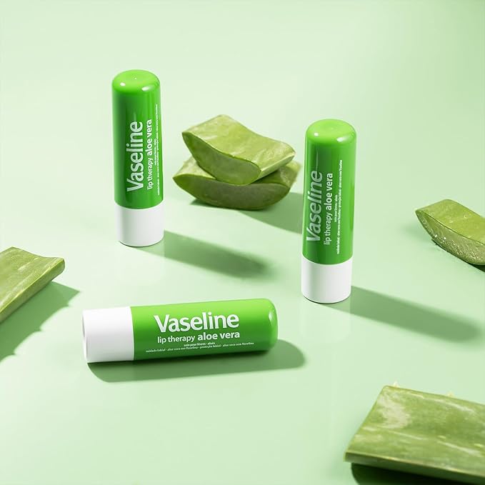 Vaseline Lip Therapy Aloe Fresh 12-Pack – Moisturizing Lip Balm for Very Dry Lips, 0.16 Oz Ea