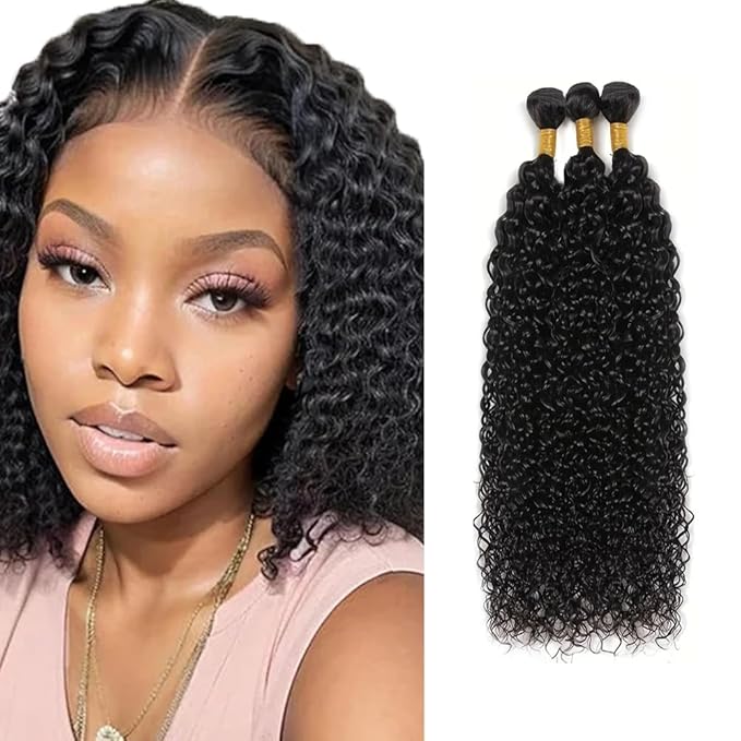 Kinky Curly Bundles Wet and Wavy Bundles Human Hair Curly Bundle 12 14 16 inch Brazilian Remy Natural Black Color 150g