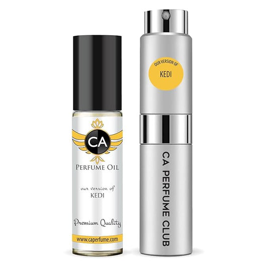 CA Perfume Duo Impression of Kedi For Women And Men Perfume Layering Set Long Lasting Travel Size EDP + Body Oil Roll-On Bottle 0.27 Fl Oz+0.33 Fl Oz