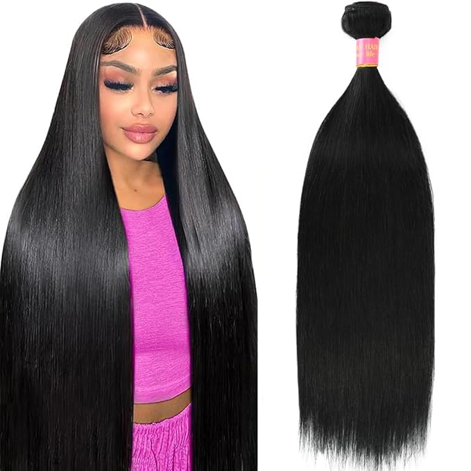 Straight Bundles Human Hair 100% Unprocessed 12A Grade 16 Inch Straight Double Weft Weave Bundles Human Hair for Black Women Natural Color
