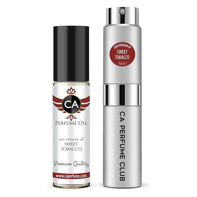 CA Perfume Duo Impression of Sweet Tobacco For Women And Men Perfume Layering Set Long Lasting Travel Size EDP + Body Oil Roll-On Bottle 0.27 Fl Oz+0.33 Fl Oz