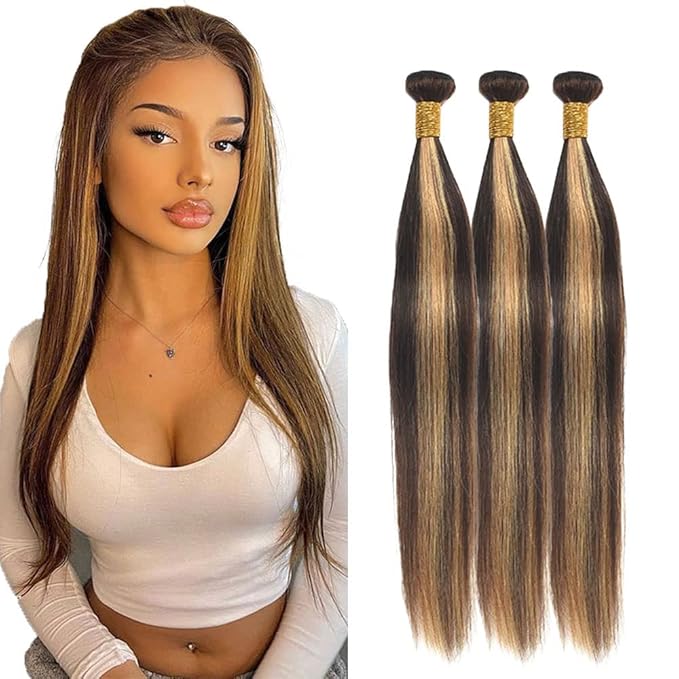 P427 Human Hair Bundles Color 27 Straight Bundle 12 14 16 Inch Brazilian Unprocessed Virgin Hair 3 Bundles Blonde Bundle