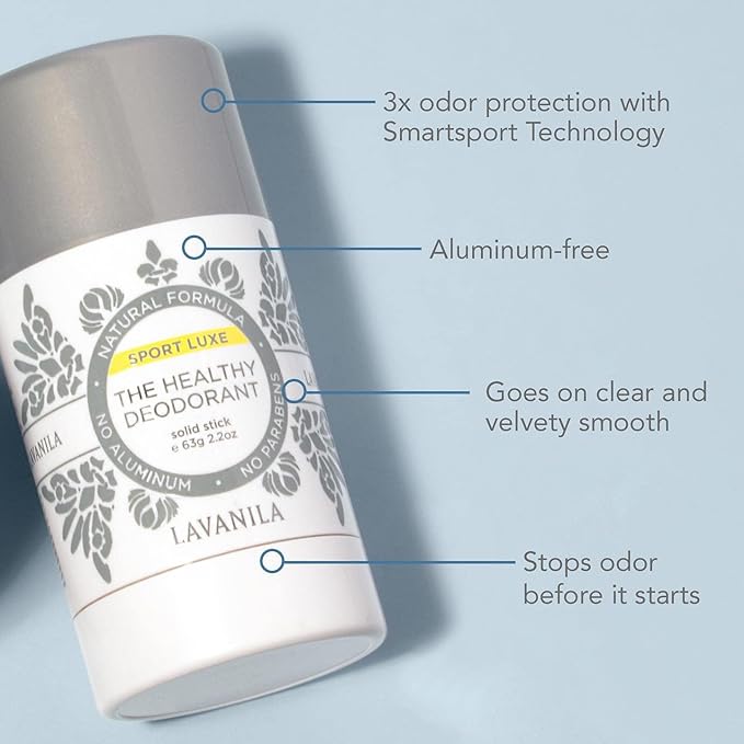 Lavanila Aluminum Free Sport Luxe Deodorant 4-pack (2oz Each) - The Healthy Deodorant for Men & Women - Triple Odor Protection, Fresh Scent Solid Stick, Vegan