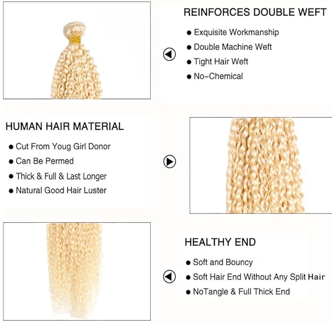 613 Kinky Curly Bundles 26 28 30 Inch Blonde Human Hair Bundle 613 Curly Bundle Human Hair Brazilian Unprocessed Virgin Hair 3 Bundles