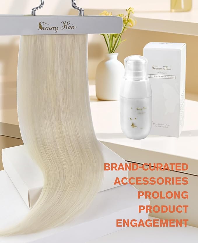 Sunny Hair Genius Weft Hair Extensions Platinum Blonde Sew in Real Human Hair Extensions Add Volume 14Inch 50g