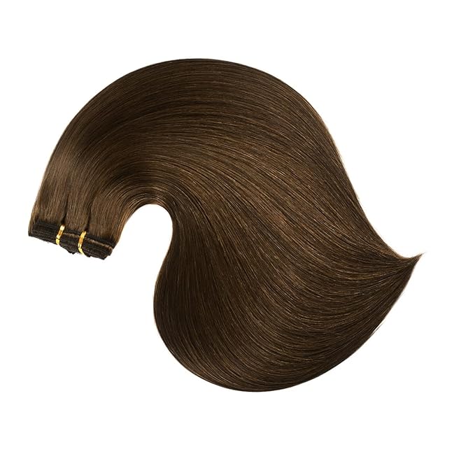 22" Clip in Human Hair Extensions Full Head 200g 10 Pieces 22 Clips Chocolate Brown Double Weft Brazilian Real Remy Hair Extensions Thick Straight (22" 200g,4#)
