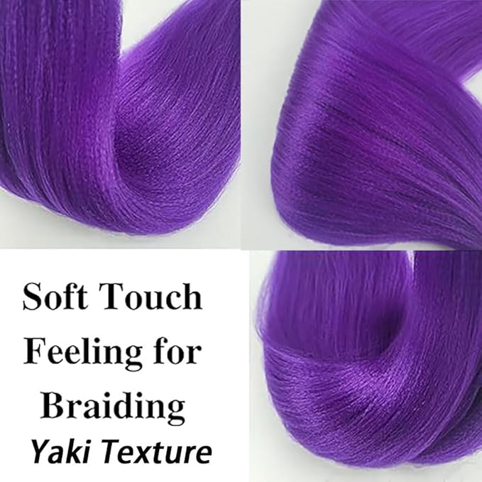Purple Braiding Hair，Pre stretched Non ToxicHypoallergenic Braiding Hair Extensions Ez Braid Twist Knotless Synthetic for Stage Party Halloween Costume Cosplay (26 inch,2Packs)