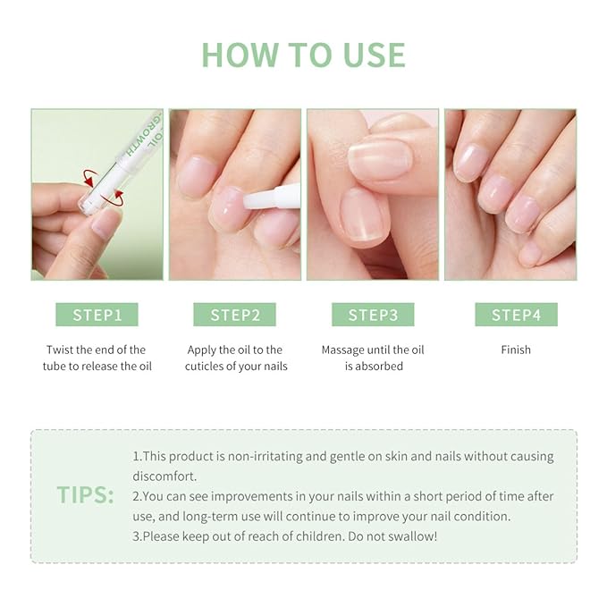 Cuticle Oil Pen for Nail, Natural Nail Strengthener & Growth Treatment, Nail Repair Oil for Damaged Nails, Promotes Nail Growth, Strengthens & Brightens Nails, Nail Care