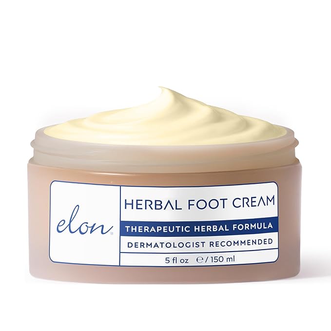 Elon Herbal Foot Cream (5 oz.) – Hydrating Foot Healing Cream w/Vitamin E & Green Tea Extract – Moisturizing & Instant Relief – For Dry Cracked Feet