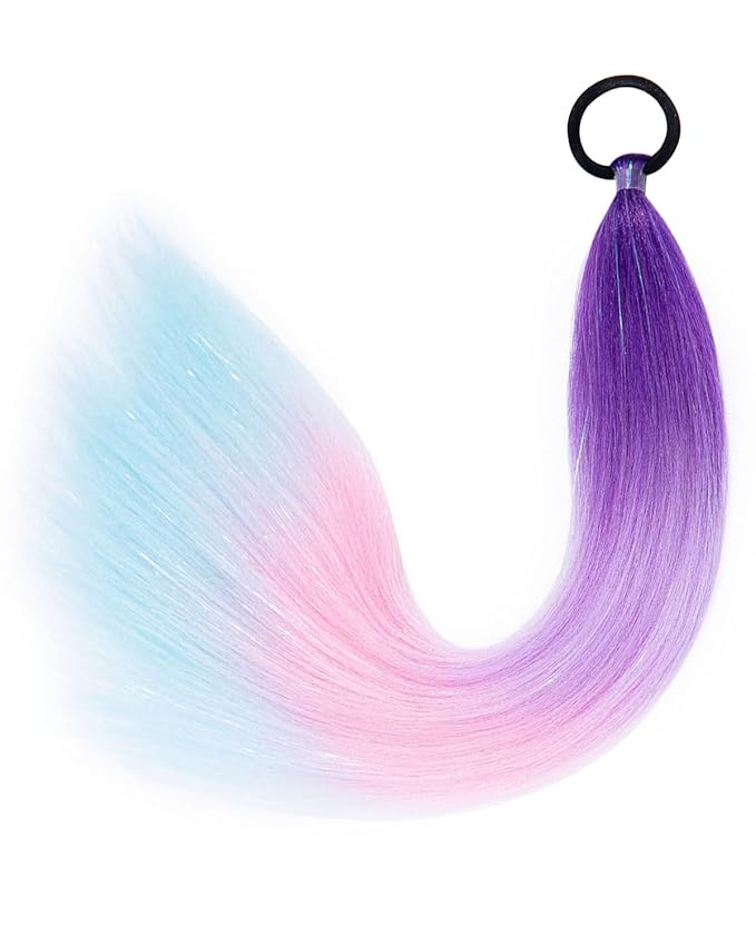 Colored Hair Extensions for Braids Ombre Ponytail Extension Colorful 2 Packs, 20 inch Crazy Hair Day Accessories for Women, DIY Festival Wacky Rave Braids,Tinsel Mixed