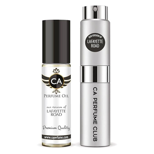 CA Perfume Duo Impression of Lafayette Road For Women And Men Perfume Layering Set Long Lasting Travel Size EDP + Body Oil Roll-On Bottle 0.27 Fl Oz+0.33 Fl Oz