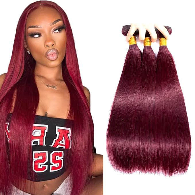 28 30 32 inch WuvuSnm Burgundy Bundles Red Straight Bundles 99j Human Hair Bundle Dark Burgundy Human Hair Bundle
