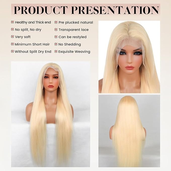 613 Lace Front Wig Human Hair 250 Density 13x6 Blonde Wig Human Hair 613 Straight Lace Front Wigs 12A Brazilian Virgin Human Hair Wigs for Women 26 Inch