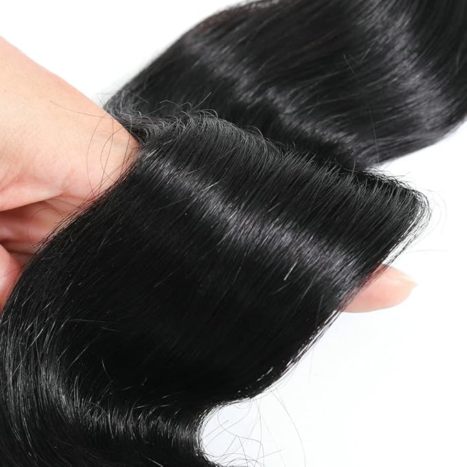 Body Wave Bundles Human Hair 18 20 22 Inch 100% Unprocessed Brazilian Hair 12A Grade 3 Bundles Human Hair Body Wave Hair Extensions for Women Natural Black