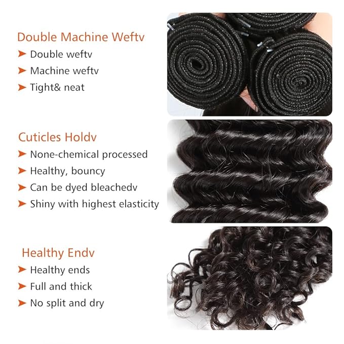 Human Hair Bundles Human Hair Deep Wave Bundles Wet and Wavy Bundle 16 inch Deep Curly Single Bundle 100g