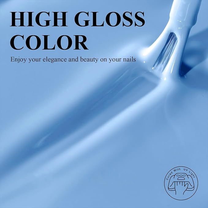 Imtiti Gel Nail Polish, 1Pcs Pastel Blue Soak Off UV LED Gel Polish, Long Lasting, Nail Art Manicure Salon DIY at Home for Spring and Summer (0.34 Fl Oz-966)