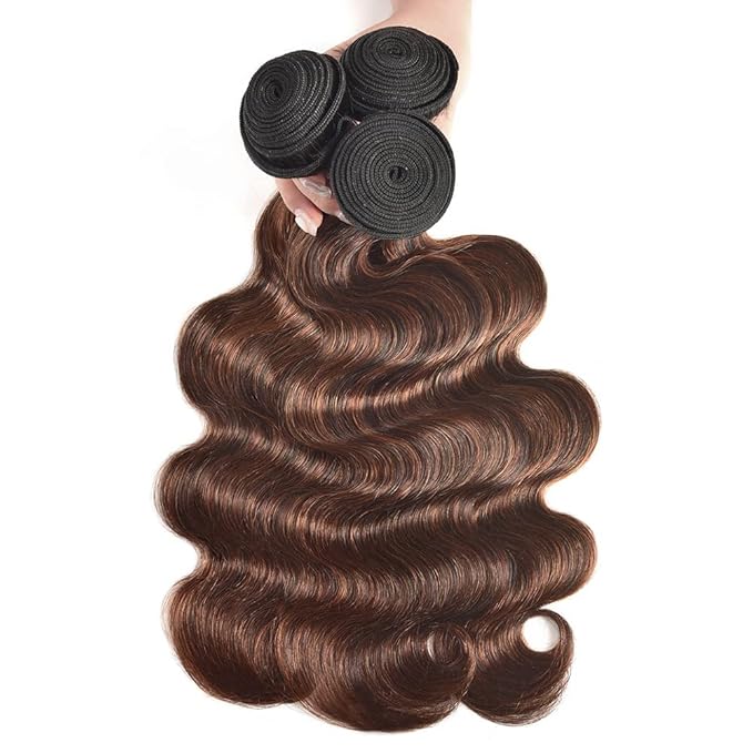 30 32 34 Inch P4/30 Human Hair Bundles Brown Body Wave Bundles Highlight Body Wave Human Hair Bundles Brazilian Virgin Hair 3 Bundles Two Tone Color #30 Body Wave Bundles Hair Extensions
