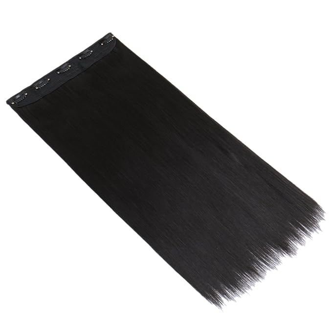 S-noilite Elegant 30"(76cm) Longest Straight Natural Black 3/4 Full Head One Piece 5 Clips Clip in Hair Extensions