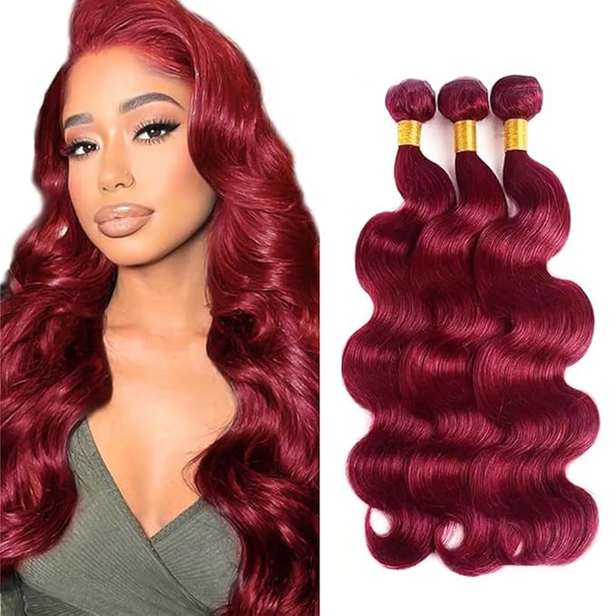 Burgundy Bundles 99J Body Wave Human Hair 3 Bundles 16 18 20 Inch 150g 8A Brazilian Virgin Hair Extensions Wine red bundles human hair Extensions