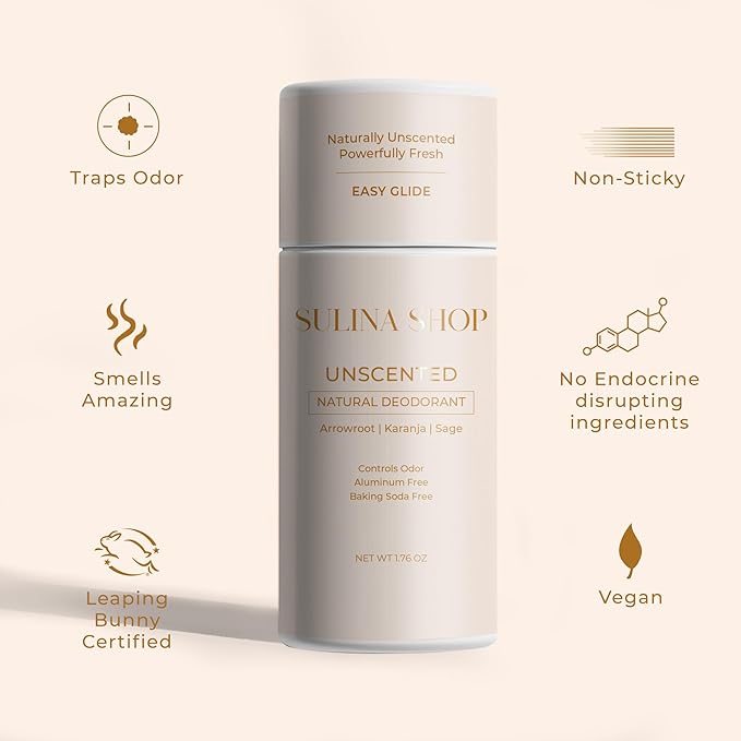 All Natural Deodorant for Women & Men – Unscented, Plant-Based, Aluminum-Free & Baking Soda-Free – Gentle for Sensitive Skin – 24 Hr Odor Protection – Travel Size