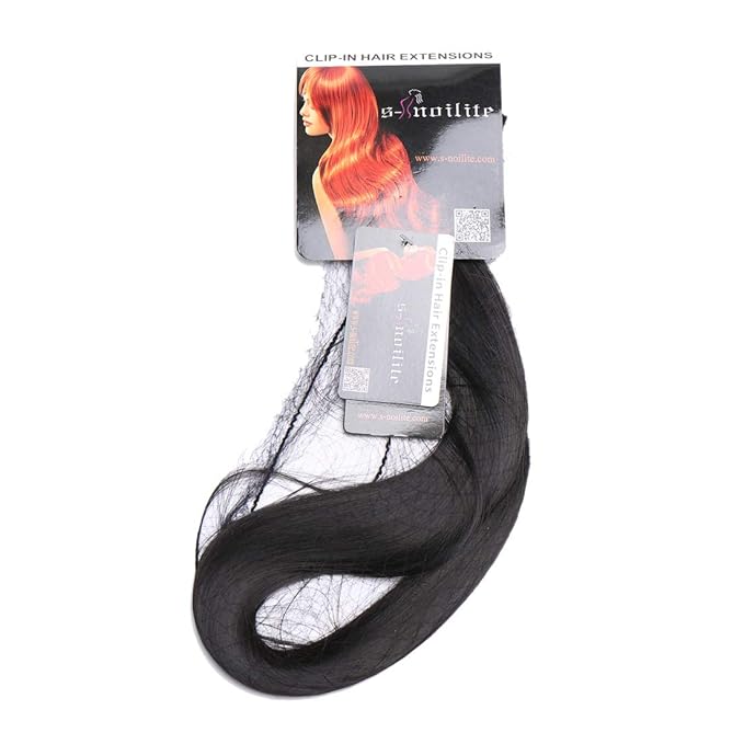 S-noilite Clip in on Hair Extension Long Straight Synthetic One Piece Full Head 5 Clips Hairpiece Heat-Resistant Hair For Party Women Fashion (23" straight, Natural Black)