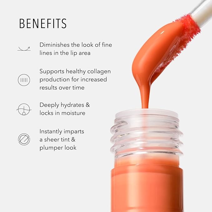 HydroPeptide Perfecting Gloss, Lip Plumping Gloss & Hydrating Treatment, Volumizing Collagen-Boosting Enhancer with Hyaluronic Acid & Peptides, Berry Breeze, 0.17 Ounce