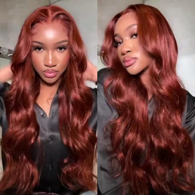UNICE Reddish Brown Body Wave Human Hair 3 Bundles with 4x4 lace closure Free Part Brazilian Remy Hair Copper Red Wavy Bundles and Closure Colored Human Hair Extensions 18 18 18+18 inch Closure