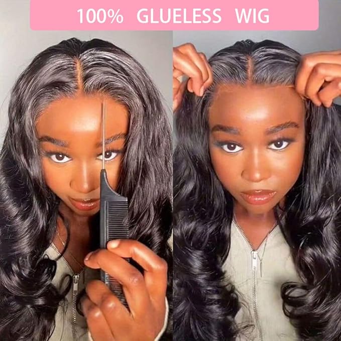 Wear and Go Glueless Wig Pre Cut 240% Density Body Wave Glueless Wigs Human Hair 5.5x5.5 HD Transparent Lace Closure Wigs 32inch Pre Plucked Human Hair With Baby Hair