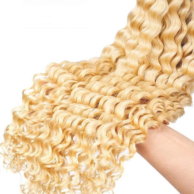 30 30 30 Inch Blonde Loose Wave Bundles 613 Curly Wave Bundle 613 Blonde Kinky Curly Human Hair 3 Bundles Brazilian Virgin Hair Extensions