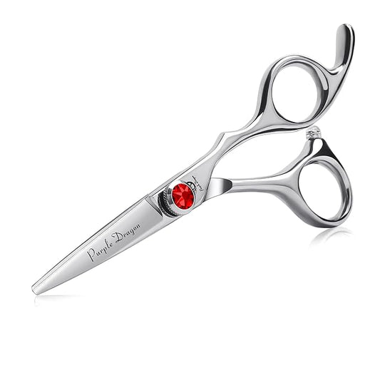 Purple Dragon 4.5 Barber Hair Cutting Scissors Small Moustache Shears with Bag- Perfect for Professional Hairstylist, Hairdresser (4.5 inch)