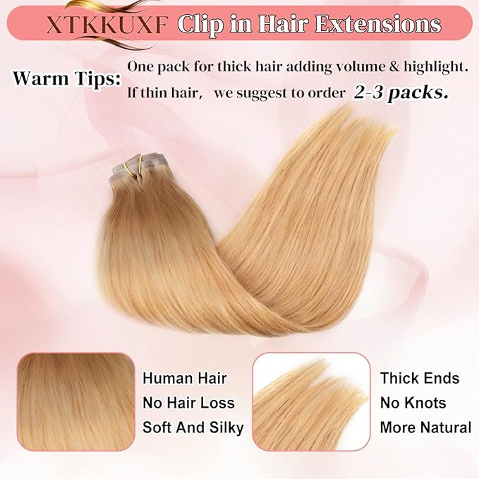 Seamless Clip in Hair Extensions Real Human Hair For Women 125g 20 Inch Medium Brown and Light Golden Brown Balayage Invisible PU Skin Weft Remy Human Hair Extensions clip ins 7Pcs 18 Clips