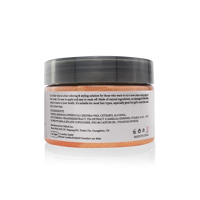 Orange Temporary Hair Dye Wax Natural Instant Hair Color Wax Pomades 4.23 oz,Hair Styling Clay for Party, Cosplay, Halloween,Christmas