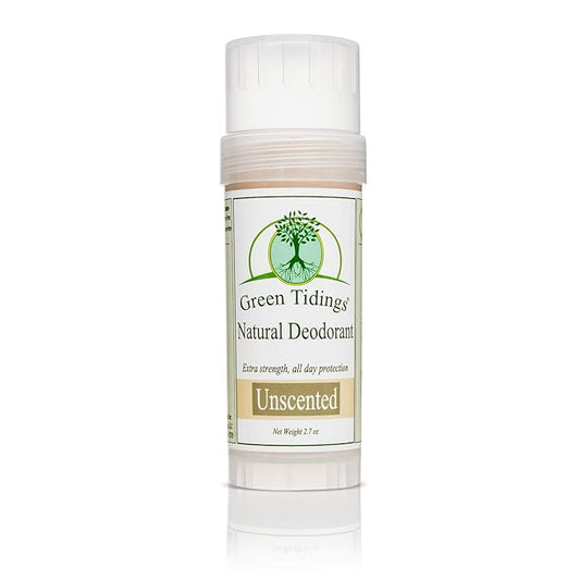 Green Tidings Natural & Unscented Deodorant | 2.7oz 1 | Pack Vegan, Organic Deodorant for Men and Women, Fragrance Free & Aluminum Free Deodorant, Underarm Antiperspirant