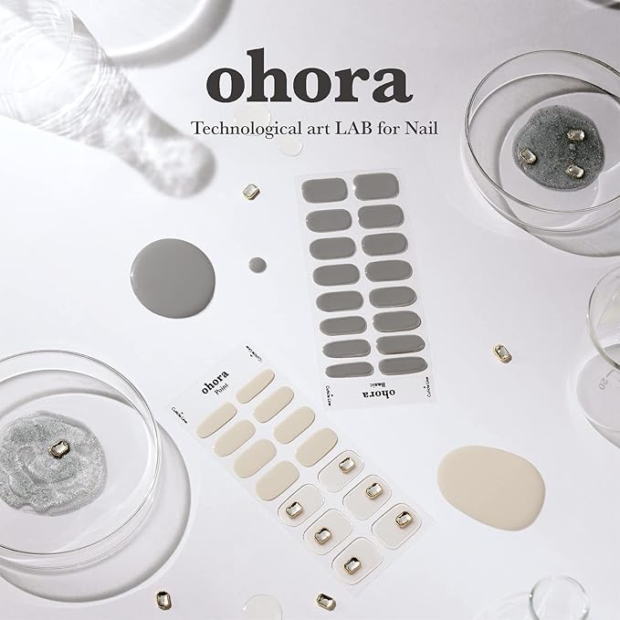 ohora Semi Cured Gel Nail Strips (N Cream Rose) - Brown, Solid, Works with Any UV/LED Lamps, Salon-Quality, Long Lasting, Easy to Apply & Remove - Includes 2 Prep Pads, Nail File & Wooden Stick