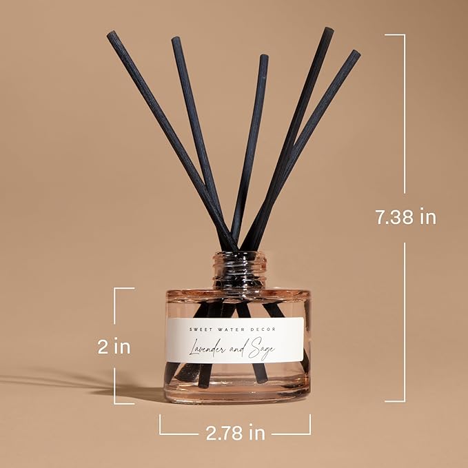 Sweet Water Decor Stress Relief Reed Diffuser – Room Decor Aesthetic with Long-Lasting Premium Fragrance of Lemon, Orange, Eucalyptus, Parsley, Lavender, and Sage for 4 Months – Ideal for Home Decor