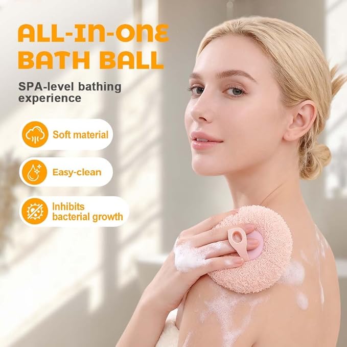 Super Soft Sunflower Suction Cup Bath Ball, 2025 New Exfoliating Bath Bath Sponge Cleaning Brush with Finger Rings for Women and Men (Blue, 4 pcs)
